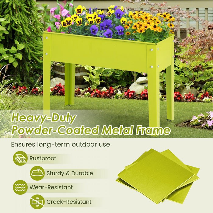 Costway 24\" Lit De Jardin Eleve Avec Les Jambes Boite De Planteur En Metal Elevee Trou De Drainage Cour Arriere Vert