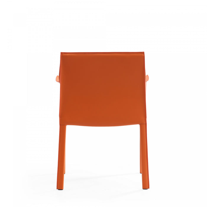 Chaise laterale moderne en cuir vegetalien Paris en corail - Lot de 2