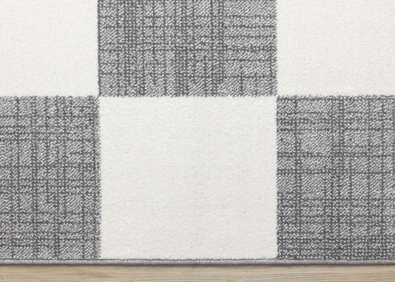 Tapis Covington a Carreaux Gris et Blanc, 7'10\" x 10'6\"