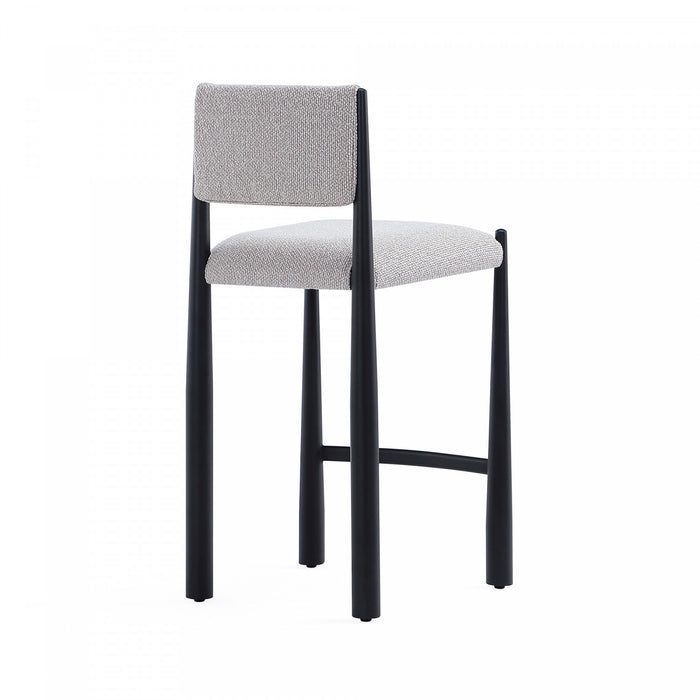 Tabouret de comptoir en metal et boucle Lennor style milieu du siecle, coloris champagne