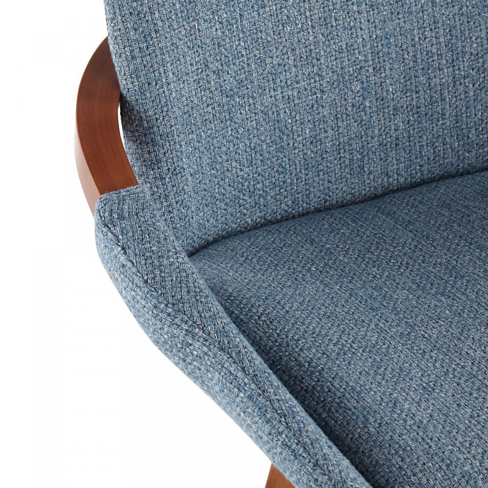 Tabouret de style du milieu du 20e siècle Cosmo de hauteur comptoir en tissu - noyer et bleu