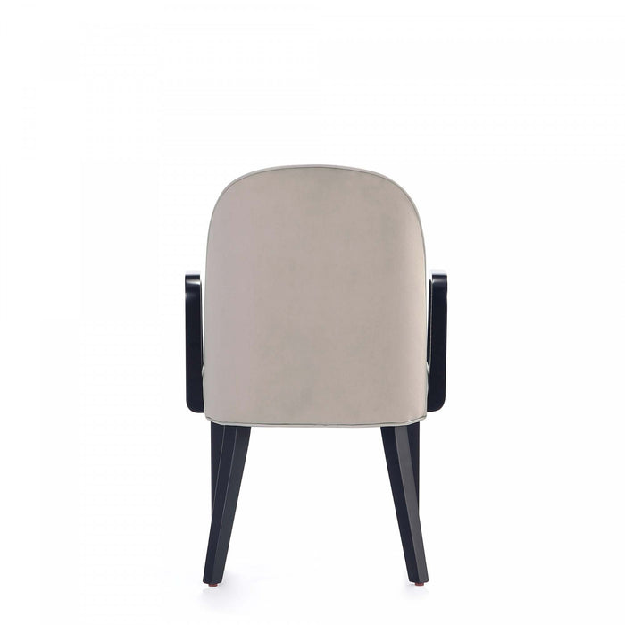 Fauteuil moderne en bois Hillman avec accoudoirs et revetement gris clair - Lot de 2