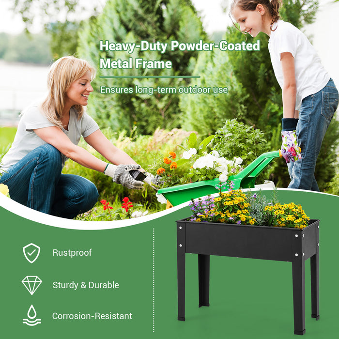 Costway 24\" Lit De Jardin Eleve Avec Les Jambes Metallique Eleve Planter Boite De Drainage Trou Arriere Cour