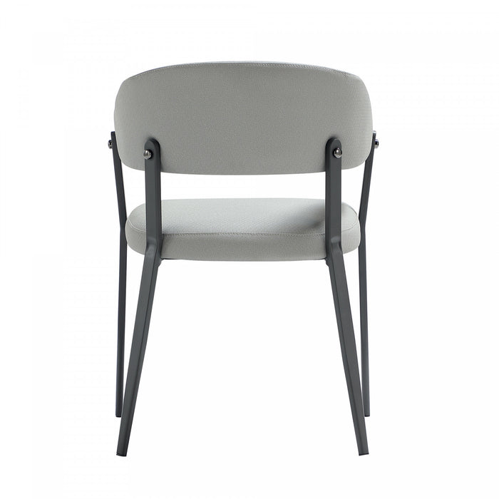 Chaise de salle a manger moderne en metal et tissu Belle, gris pierre