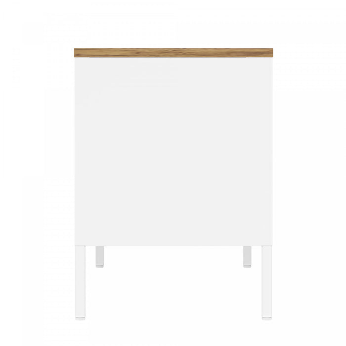 Armoire de rangement moderne Landen 47\" en metal, coloris blanc