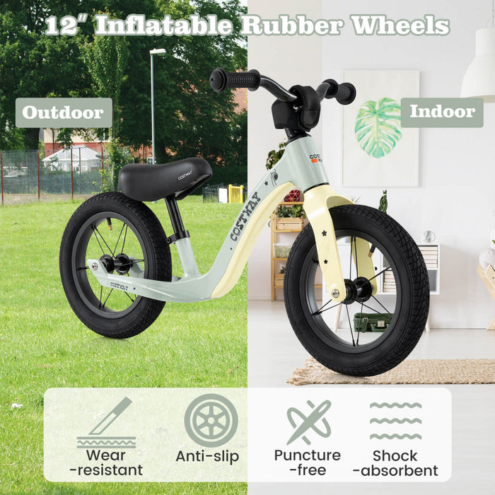 Costway 12 Pouces Magnesium Tout-petit Equilibre Velo Sans Pedale Formation Tout-petit Equilibre Velo Vert