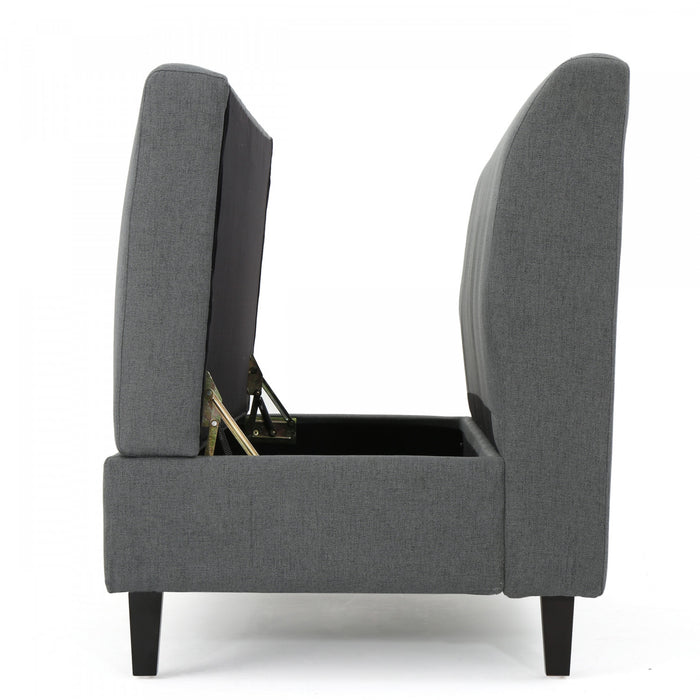 Causeuse Sans Accoudoirs Haley En Tissu Avec Rangement Dissimulé Et Pattes En Bois - Charbon