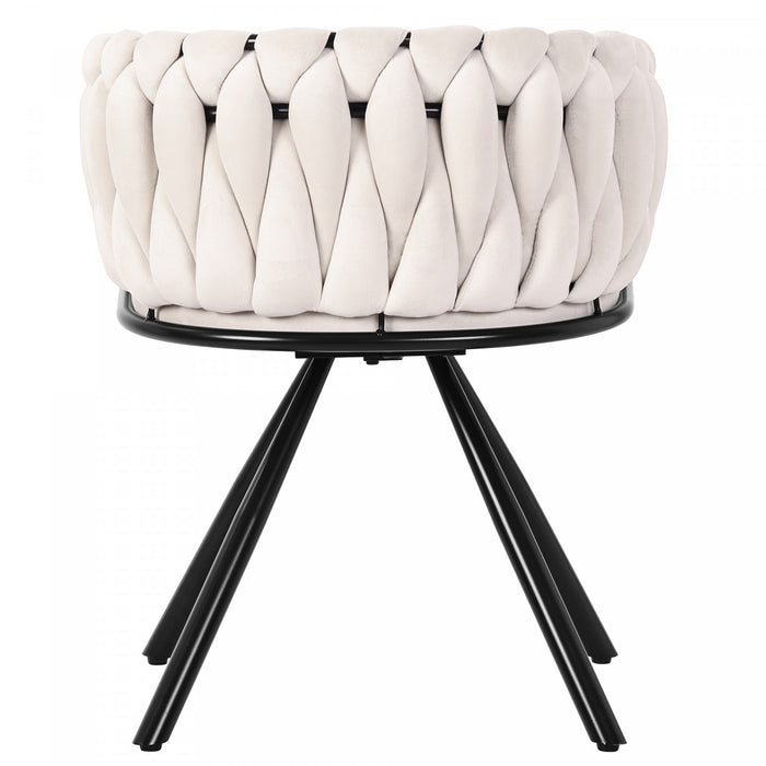 Chaises de salle a manger pivotantes Amelia en velours avec revetement capitonne et pieds en metal, lot de 4, beige
