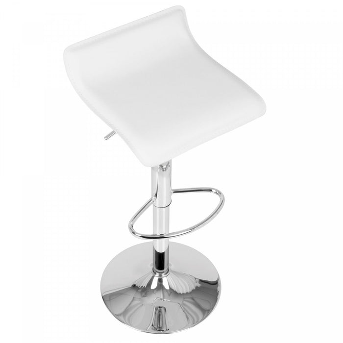Tabouret pivotant contemporain Ale à hauteur réglable en tissu blanc - ensemble de 2