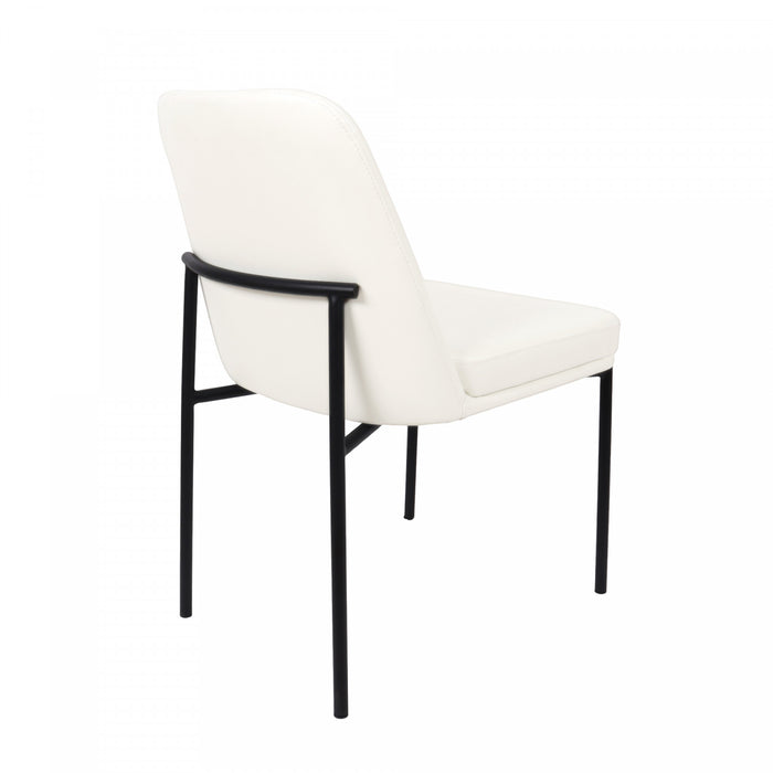 Chaise laterale contemporaine Loft en cuir vegetalien et metal ivoire - Lot de 2