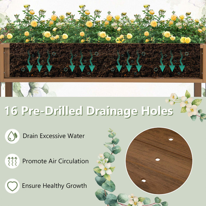 Costway Hips Souleve Lit De Jardin Poly Bois Eleve Planter Boite Avec Les Jambes, Cafe Etagere De Stockage