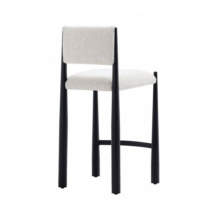 Tabouret de comptoir en metal boucle creme style mid-century modern Lennor