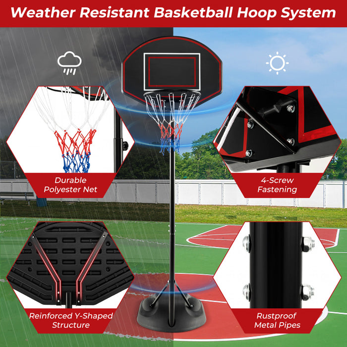 Systeme De But De Basket-ball Portable Reglable De 5,5 A 7,5 Pieds Avec Panneau Arriere De Basket-ball Incassable