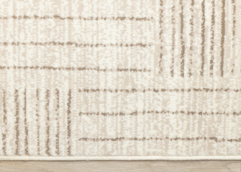 Tapis Florence Brown Cream a motif geometrique a lignes lineaires, 5'3\" x 7'4\"