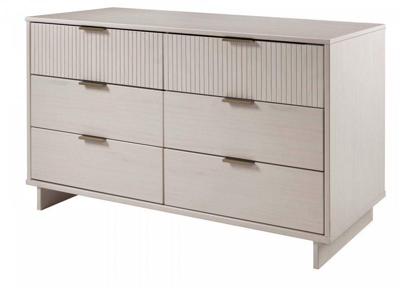 Commode Granville Moderne 55\" en gris clair (6 tiroirs)