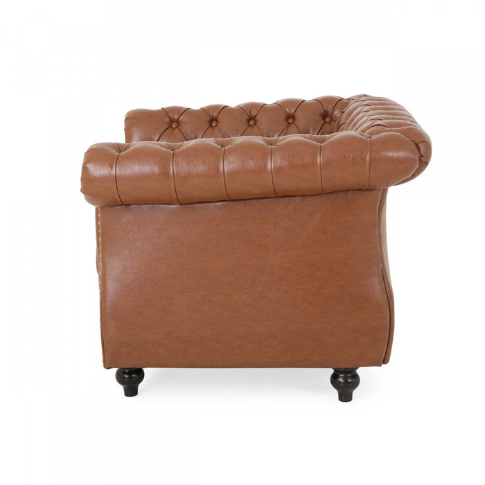 Gibbon Fauteuil Confortable Avec Revetement En Similicuir Et Dossier Capitonne, Marron