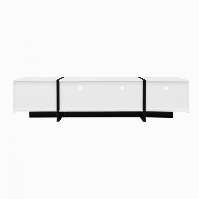Emily 74.7\" Grand Cabinet TV de Rangement avec Portes et Tiroirs, Noir