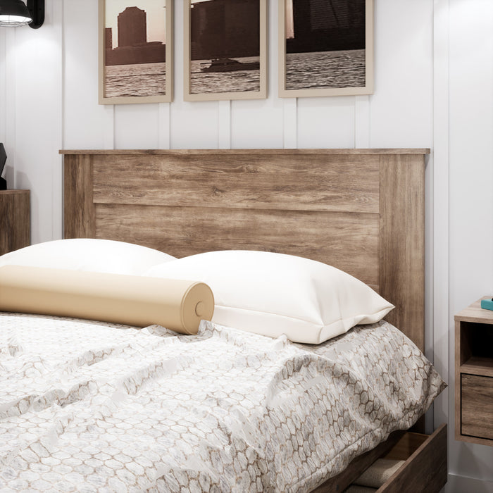 Tête de lit à panneau plat pour grand lit - gris délavé