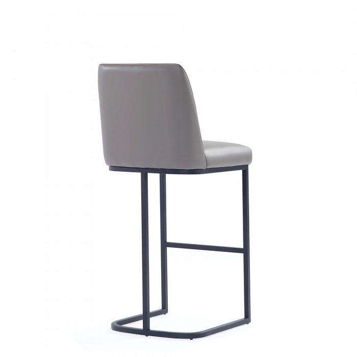 Tabouret de bar moderne en metal et tissu Serena, taupe - Lot de 3