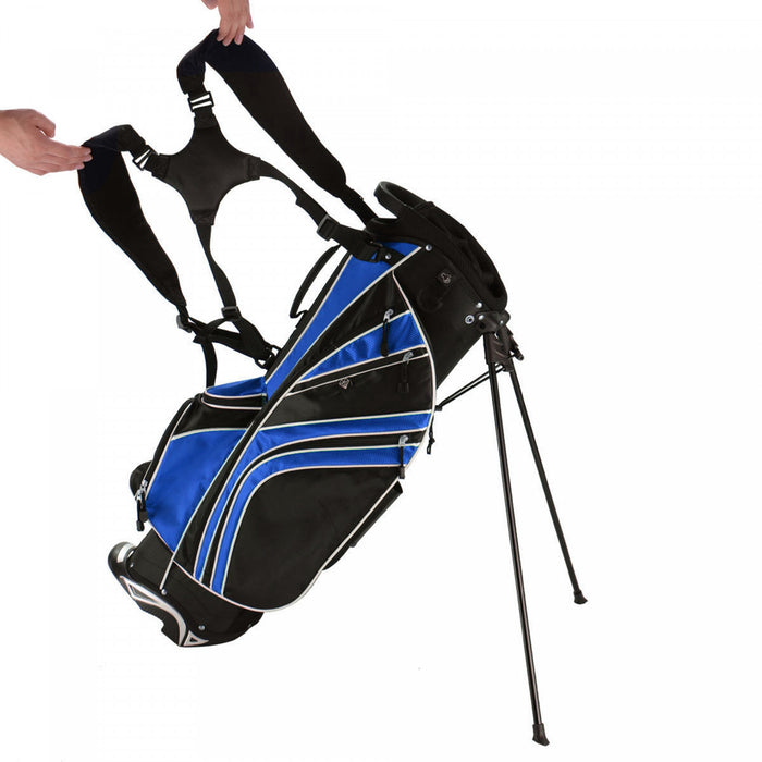 Costway Golf Stand Cart Bag Club W/6 Way Divider Carry Organizer Poches Stockage Bleu