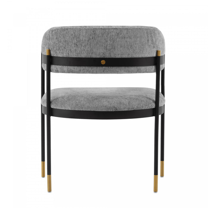Fauteuil moderne en metal et chenille Lia gris - Lot de 2