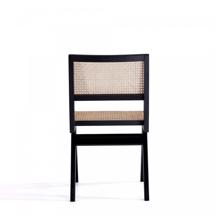 Chaise de salle a manger en bois style industriel chic Hamlet en noir et naturel - Lot de 4