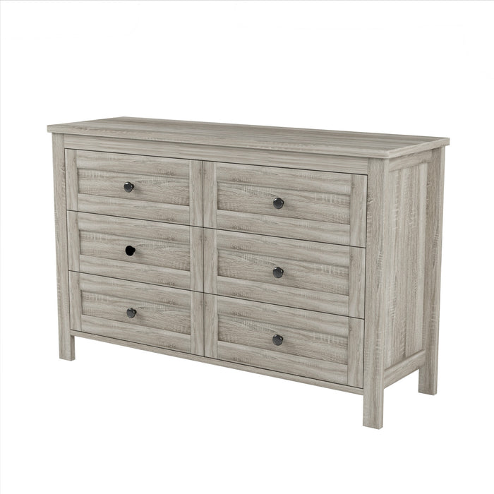 Madison Ensemble de chambre avec lit plateforme style ferme, rangement et station de recharge, taille Full, gris