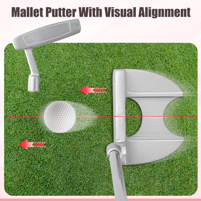 Ensemble De Clubs De Golf Pour Femmes, 3 Crosses De Golf En Bois, 5 Crosses De Golf En Fer, 1 Tige-poussoir Et 1 Sac De Balle, Grande Espace De Rangement Et Base Antiderapante