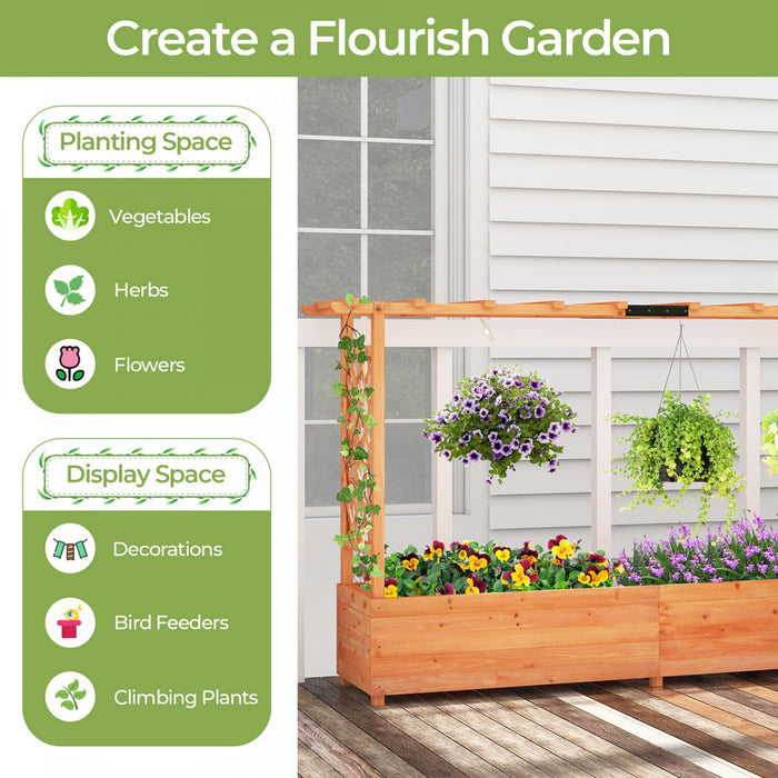 Costway 1 Pcs Lit De Jardin Eleve Avec Trellis Toit Suspendu Planter Boite Trous De Drainage Pour Patio