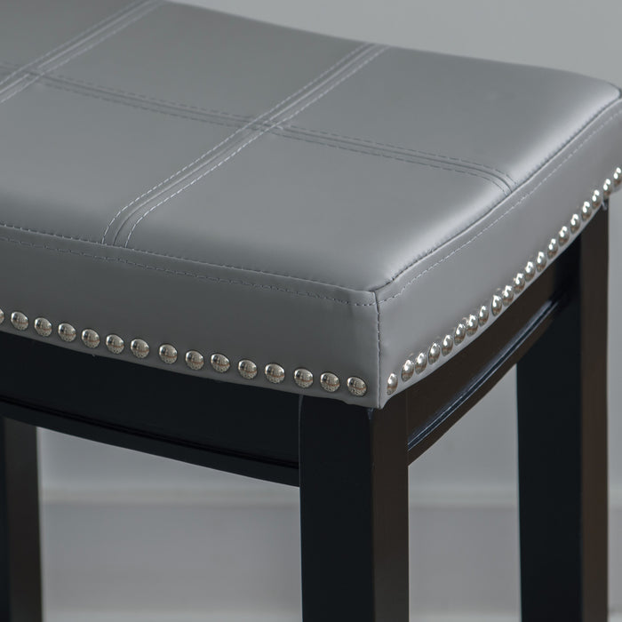 Tabouret Claridge de hauteur comptoir en similicuir et sans dossier - gris