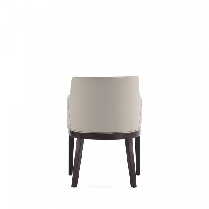 Fauteuil en bois moderne Gansevoort en cuir vegetalien gris pierre - Lot de 2