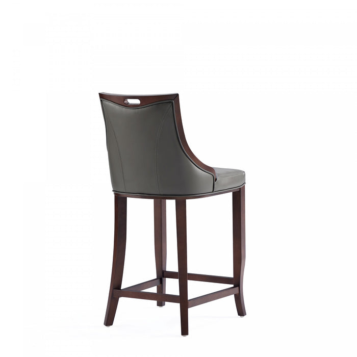 Tabouret de bar en bois traditionnel Emperor avec assise rembourree, graphite – Lot de 2