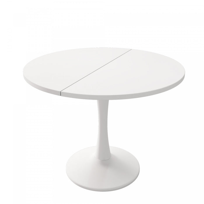 Table a manger ronde extensible Liam avec fonction gain de place, blanche