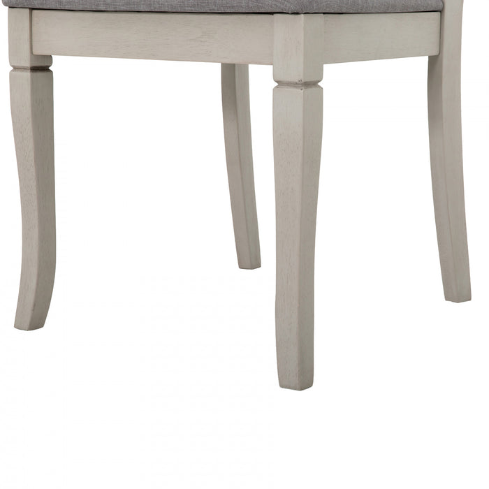 Ensemble de salle a manger rond Prescott 5 pieces avec base sur piedestal et tiroir de rangement, gris (4 places)