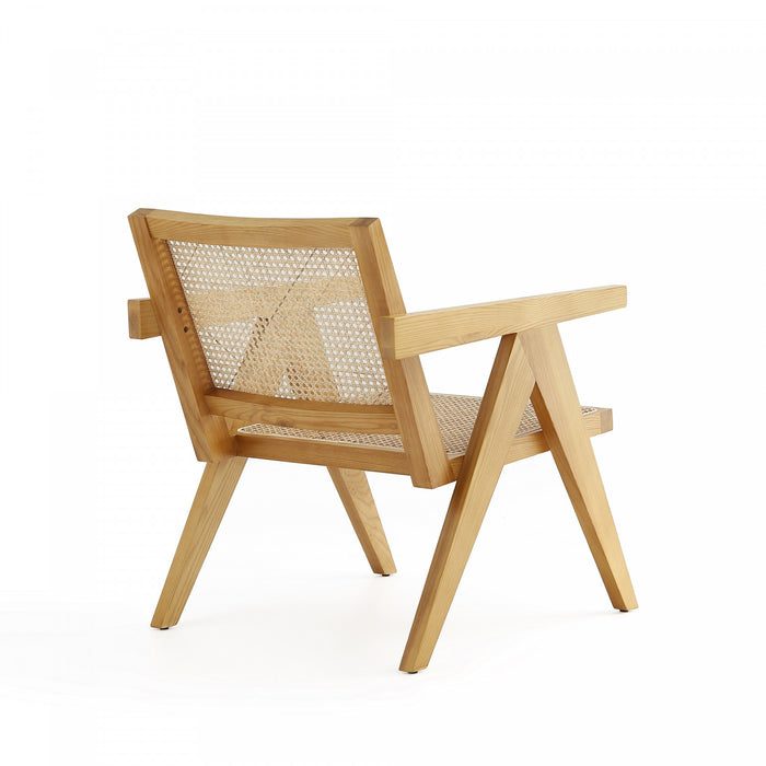 Fauteuil d’appoint en bois avec dossier en cannage style industriel chic Hamlet, naturel – Lot de 2