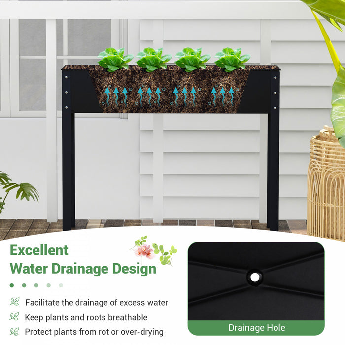 Costway 40\" Lit De Jardin Eleve Avec Les Jambes Metallique Eleve Planter Boite De Drainage Trou Arriere Cour