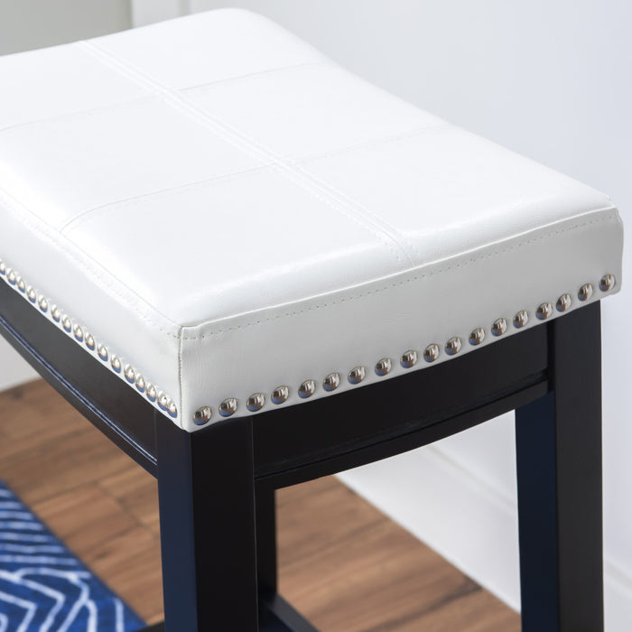 Tabouret bar Claridge en similicuir et sans dossier - noir et blanc