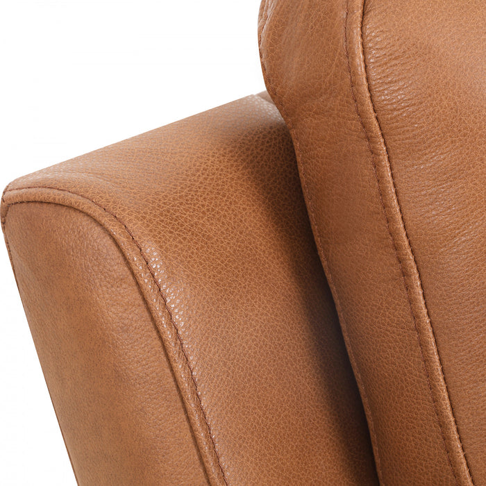 Sofa inclinable electrique Bellamy de 78 po en cuir assorti avec appuie-tete ajustable et USB - Cognac