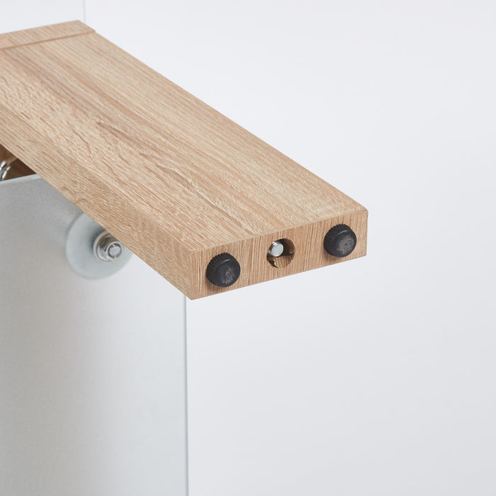 Table basse moderne Lucius au design geometrique en verre trempe avec cadre en metal et verre transparent, naturel