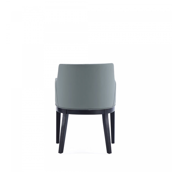 Fauteuil moderne Gansevoort en bois et cuir vegetalien couleur etain - Lot de 2