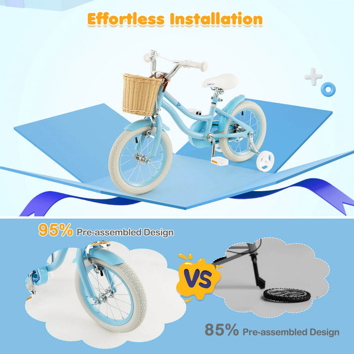 Prorider 14\" Velo Enfant Avec Roues D'entrainement Reglable Guidon Siege Frein A Main Bleu