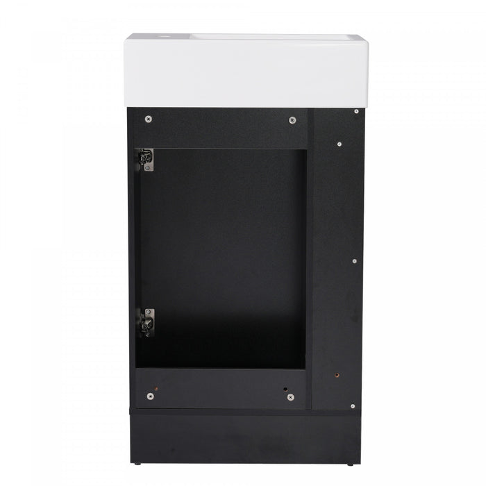 Ethan Meuble-lavabo de 18,6\" avec vasque et etagere reglable, Noir