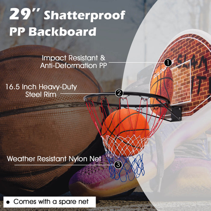 73 X 49cm Mini Panier De Basket-ball, Panneau De Basket-ball Mural, Panneau De Basket-ball Portable Et Combine De Bord, Sports D'interieur Et D'exterieur Convenant Aux Adultes Et Aux Enfants