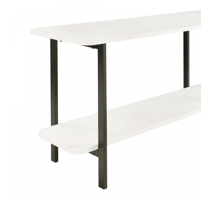 Console contemporaine moderne Celine 180 cm en blanc (2 etageres)