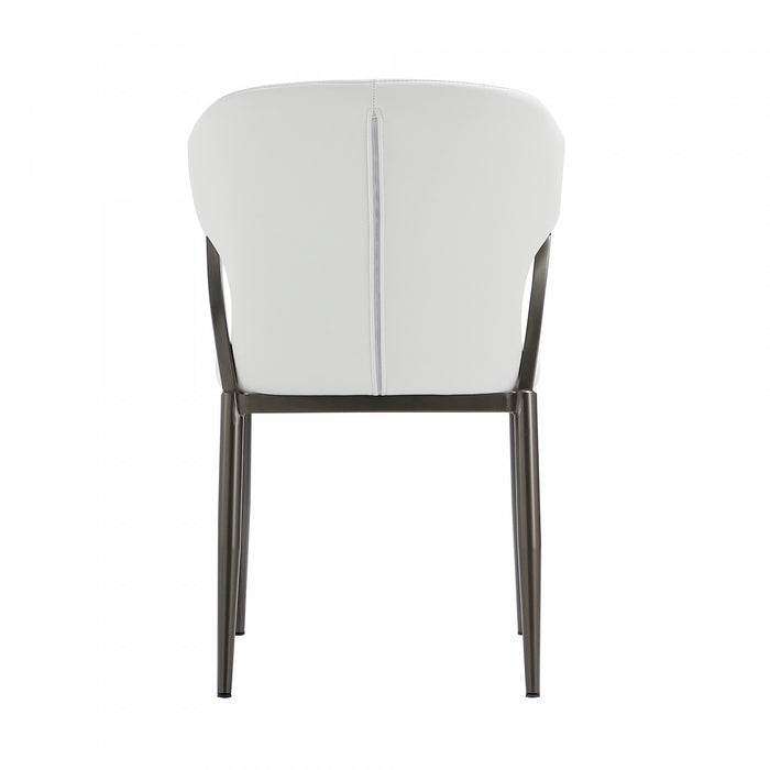 Chaise de salle a manger moderne en metal et cuir vegetalien Kirsten, blanc - Lot de 2