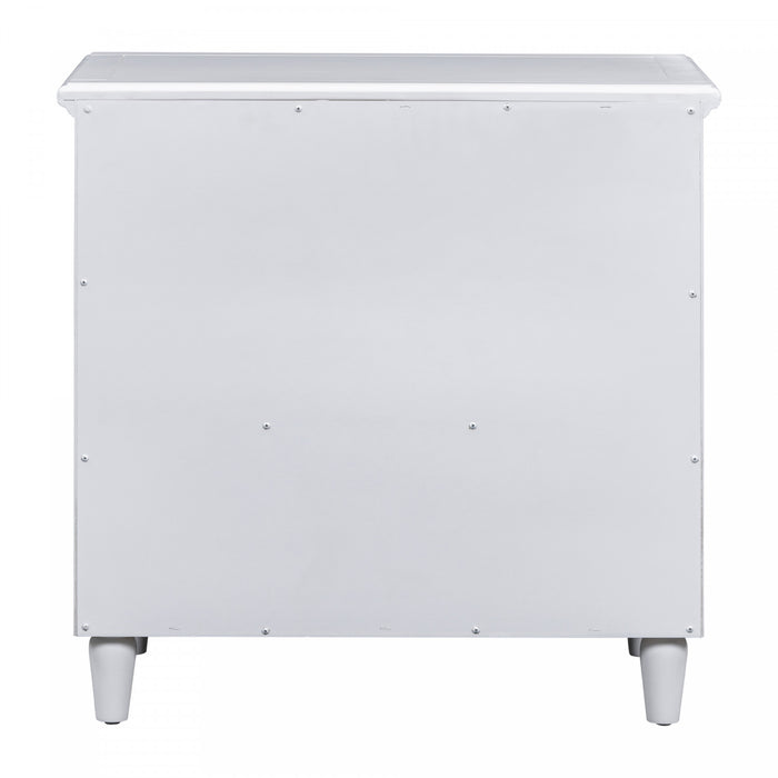 U_Style Table de Nuit Peinte 28 po avec 3 Tiroirs a Glissiere Douce et Pieds en Bois de Caoutchouc, Blanc