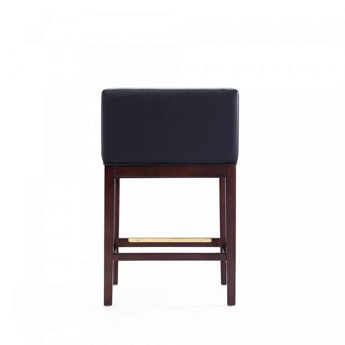 Tabouret de comptoir Kingsley style milieu du siecle en bois et tissu, noir - Lot de 3