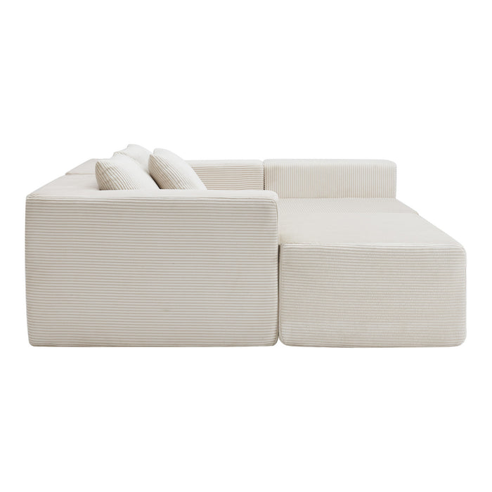 Canapés Modulaires Compressés Paula En Tissu Côtelé, Dossier À Coussins - Beige