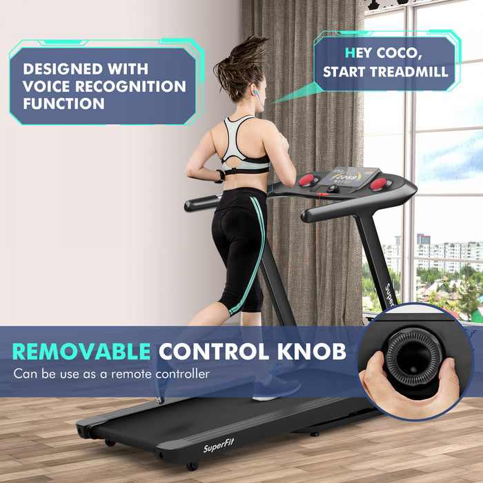 Tapis De Course Pliable Superfit 4,81 Cv Avec Programmes Predefinis Ecran Tactile Voix/application/telecommande