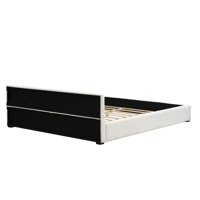 Charlotte Lit elegant avec revetement a bord large, Taille King, Beige